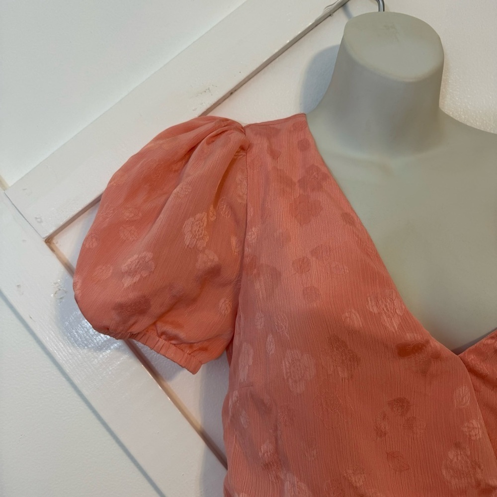 Majorelle Madison One Shoulder Floral Embroidered Draped Mini Dress Pink Sz M - Picture 3 of 11